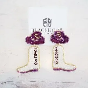 Jewelry Beaded Tcu Texas Christian University Frogs Cowboy Boots